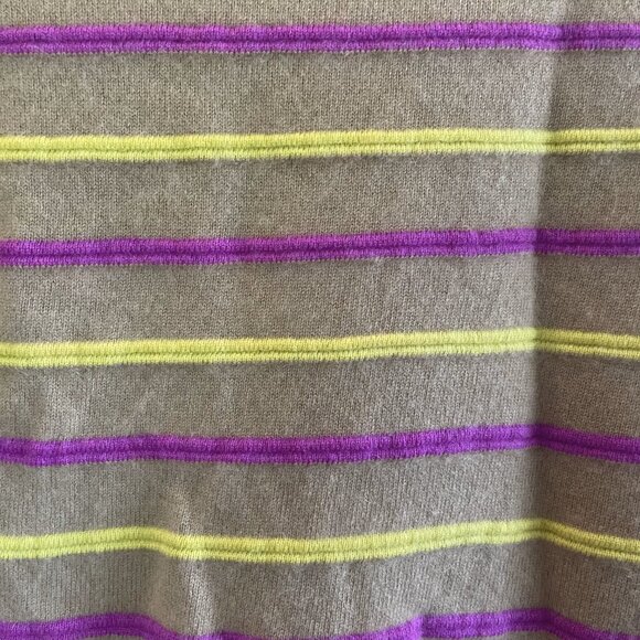 Banana Republic Striped 100% Cashmere Crew Neck Sweater Small Camel Brown - Picture 7 of 10